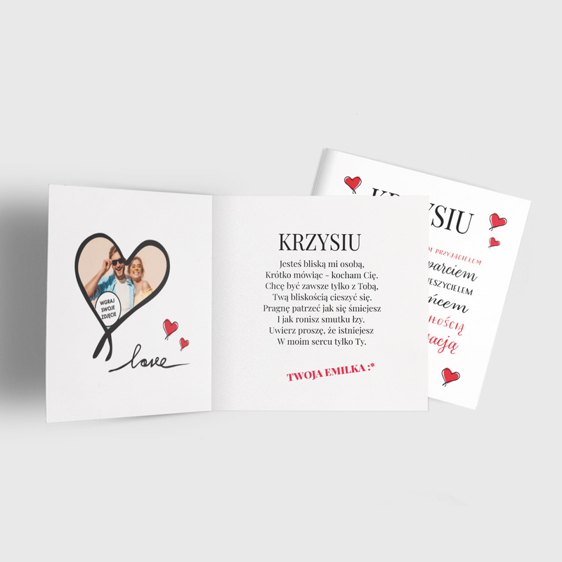 Kartka na walentynki ze zdjęciem / Love / Prezent dla niego